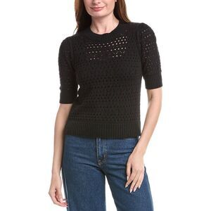 &Isla Womens  Aurelie Pointelle Top, Black